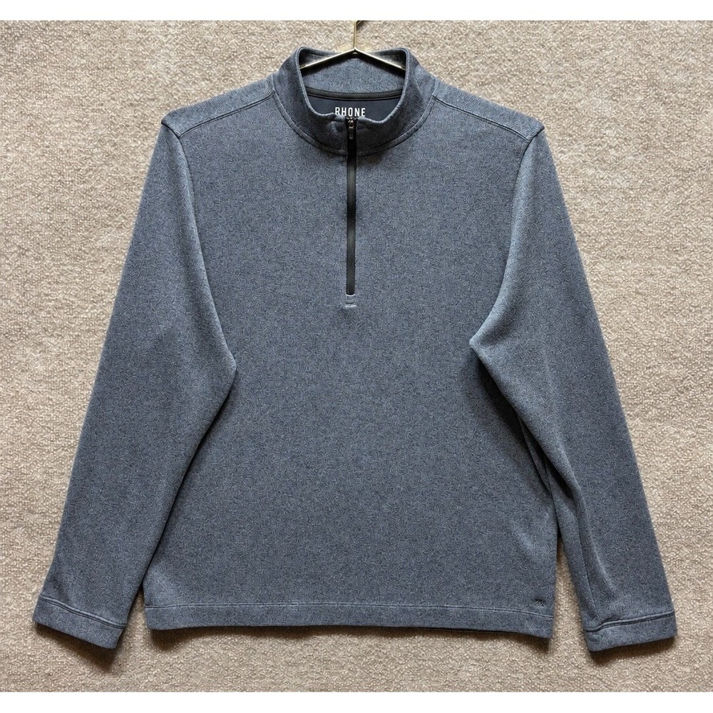 Rhone Sweater Men Large Gray Commuter 1/4 Zip Quarter Zip Long Sleeve Pullover